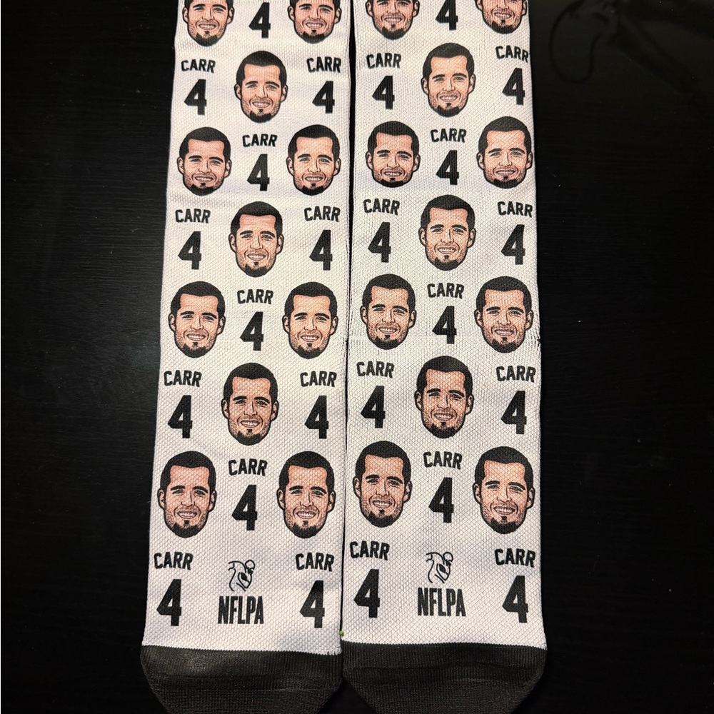 NFLPA Carr Face Print Men's Socks - Black and White